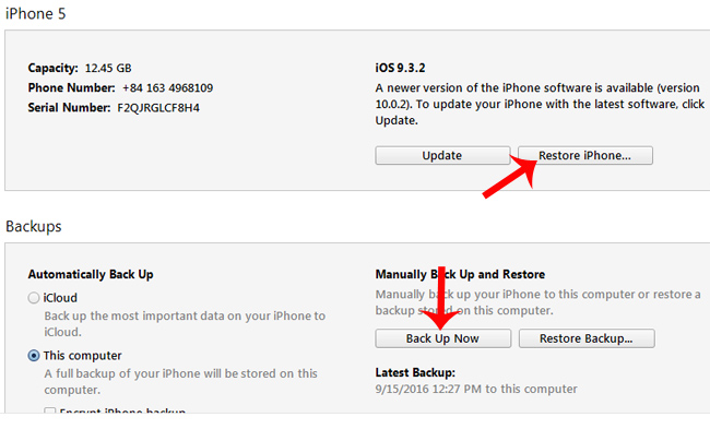 restore iPhone ipad