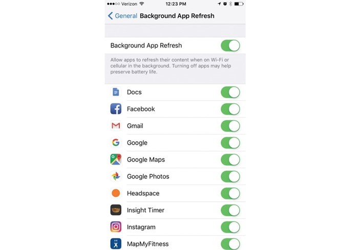 tính năng “Background App Refresh”