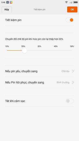 Thiết lập chế độ tiết kiệm pin cho Xiaomi Mi 5