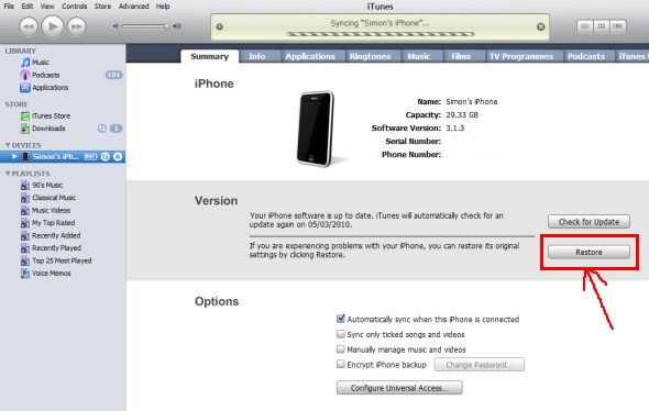 Restore iphone 5C